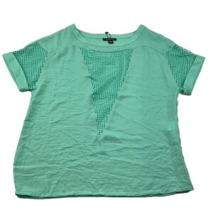NWT Color Block mint green mesh detail  Short sleeve top